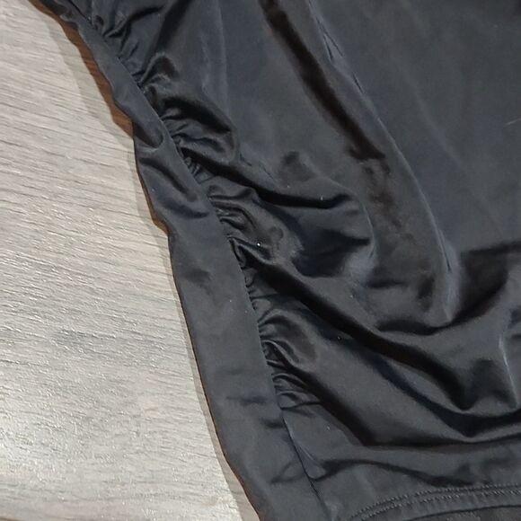 Black Mesh Gold/Silver Studded Rouched Swimsuit - Picture 3 of 6